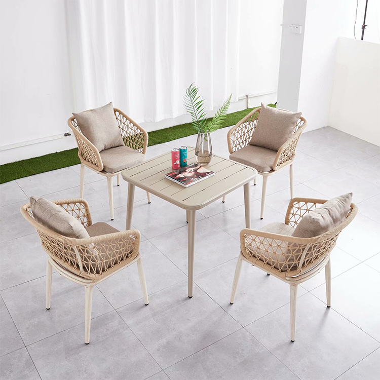 Hotel outside small patio furniture aluminium alloy round table with 2 chairs set