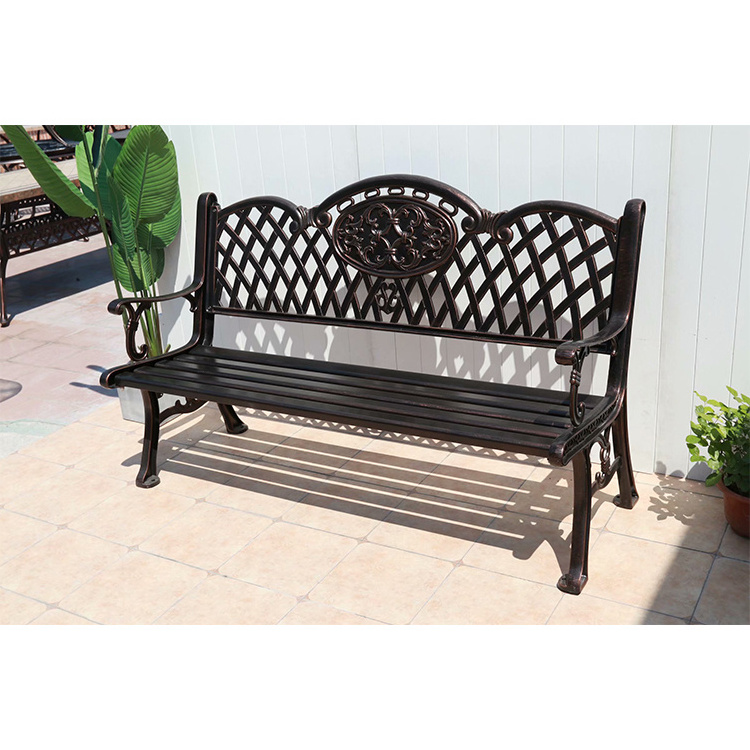 Antique cast aluminium garden patio park bench street outdoor metal garden bench