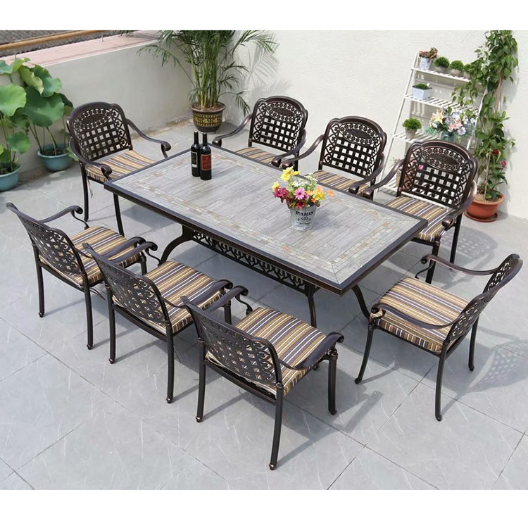 Wholesale aluminum dining curved patio furniture outdoor dining table and 6 chair