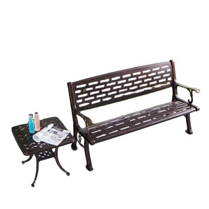 Modern leisure park metal patio bench aluminum outdoor garden bench seating with table