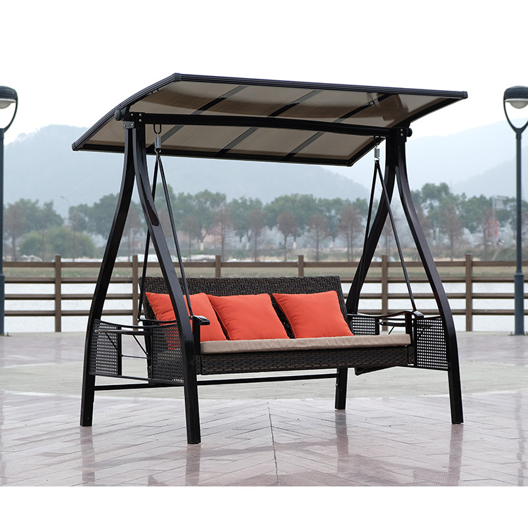 New design garden outdoor swing 3 seat outdoor hanging rattan swing chair