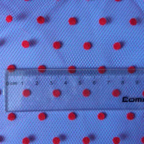 Transparent Flocked Polka Dot Tulle Fabric for Costume Design