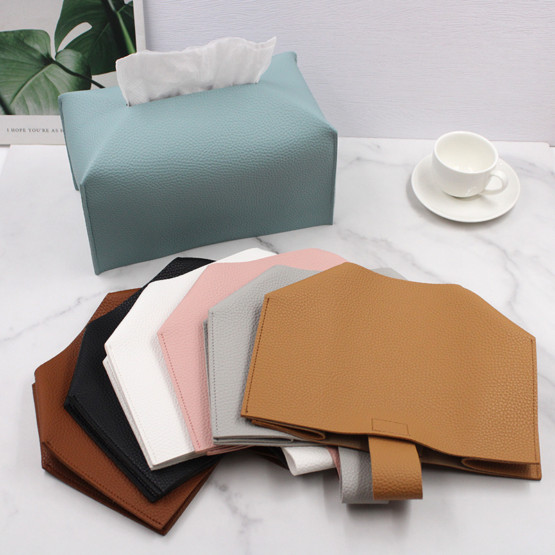 Modern Design Wholesale PU Leather Decorative Organizer for Hotel Bathroom Office Kitchen for Tissue Paper Cover