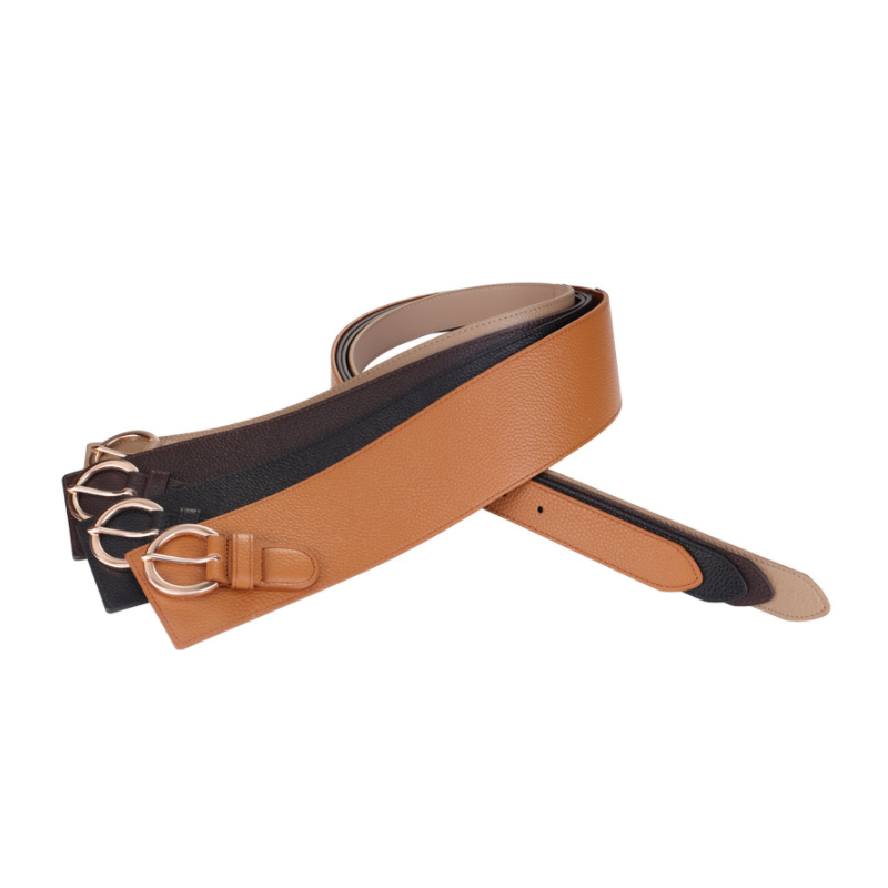 Women Dress Belt Vintage Adjustable Leather Waist Belt Women Ladies Chain Belt with Metal Buckle