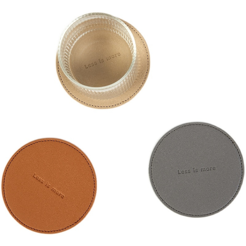 YY Factory Custom Leather Round Drink Coaster Heat-resistance Cup Mat Pads Coffee Mug Table Mat Cup Holder Home Decor