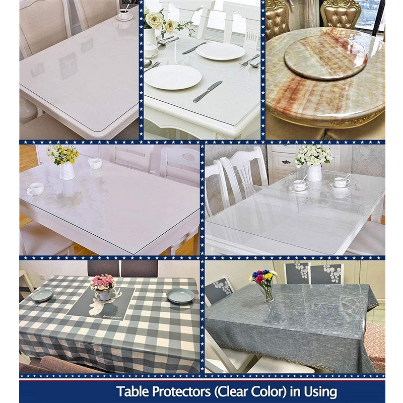 YY Transparent Table Protector Kitchen Dining Room Wood Furniture Cover Clear Plastic Tablecloth Cover Mat