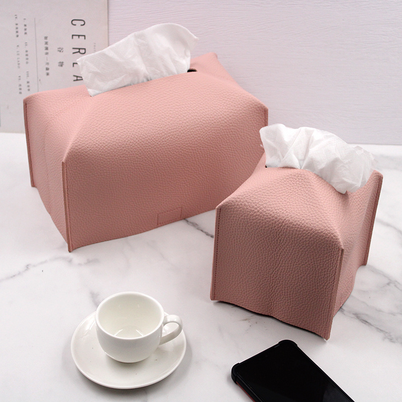 Modern Design Wholesale PU Leather Decorative Organizer for Hotel Bathroom Office Kitchen for Tissue Paper Cover