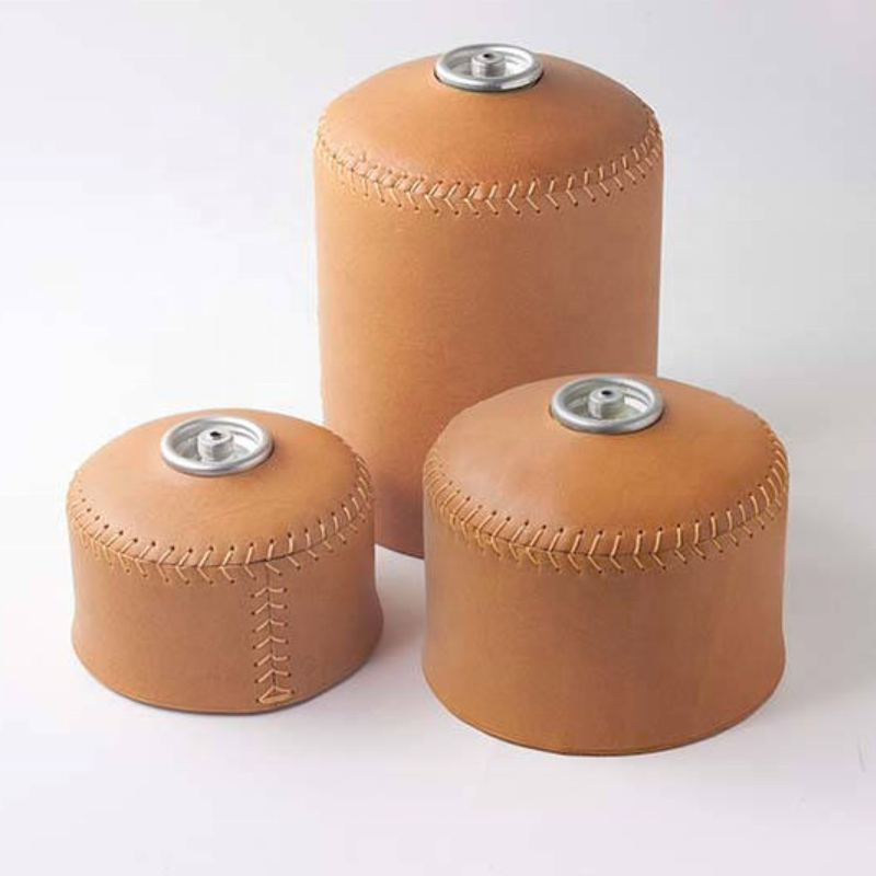 New Arrival Natural Genuine Leather Protector Butane/Propane Gas Canister Cover