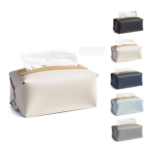 Tissue Box Cover Foldable Handkerchief Box Napkin Holder Modern PU Leather For Living Room Kitchen Desktop Tissue Boxes