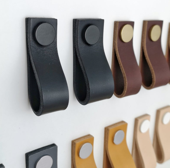 YY Factory Wholesale Custom Leather drawer pulls Dresser handles Leather door handle Cupboard pulls