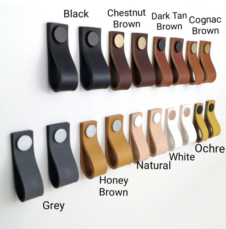 YY Factory Wholesale Custom Leather drawer pulls Dresser handles Leather door handle Cupboard pulls