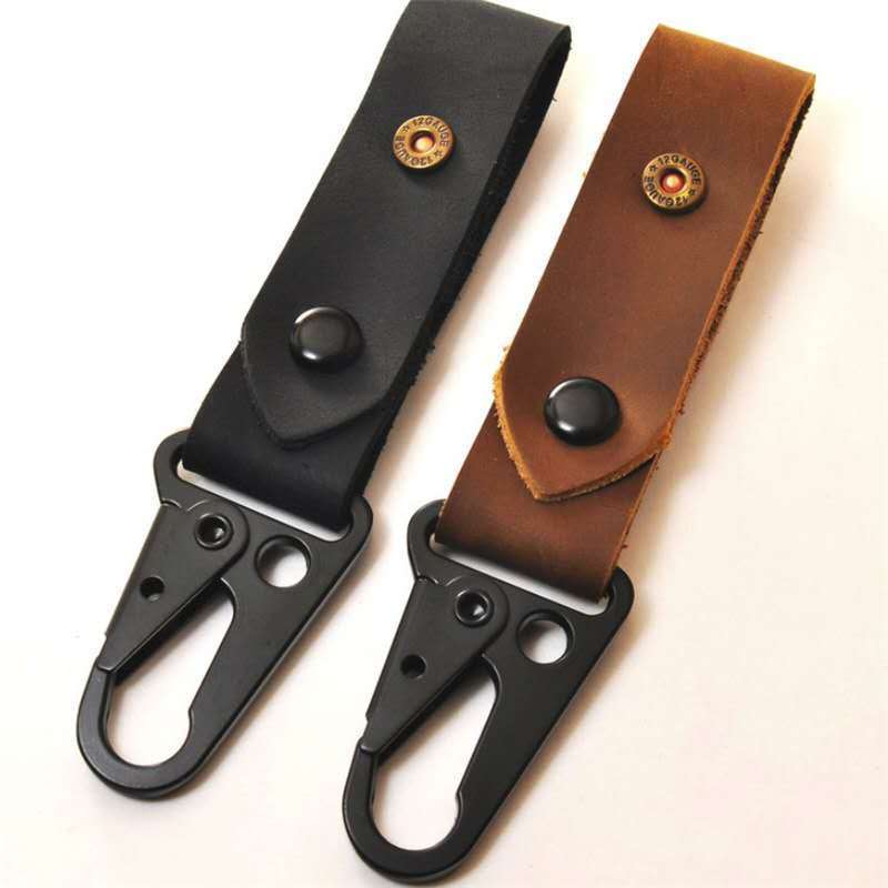 EDC Outdoor Leather Strap Keychain Holder Belt Loop Heavy Duty Belt Clip Key Fob Holder Key Ring on Belt Solid Key Clip for Men