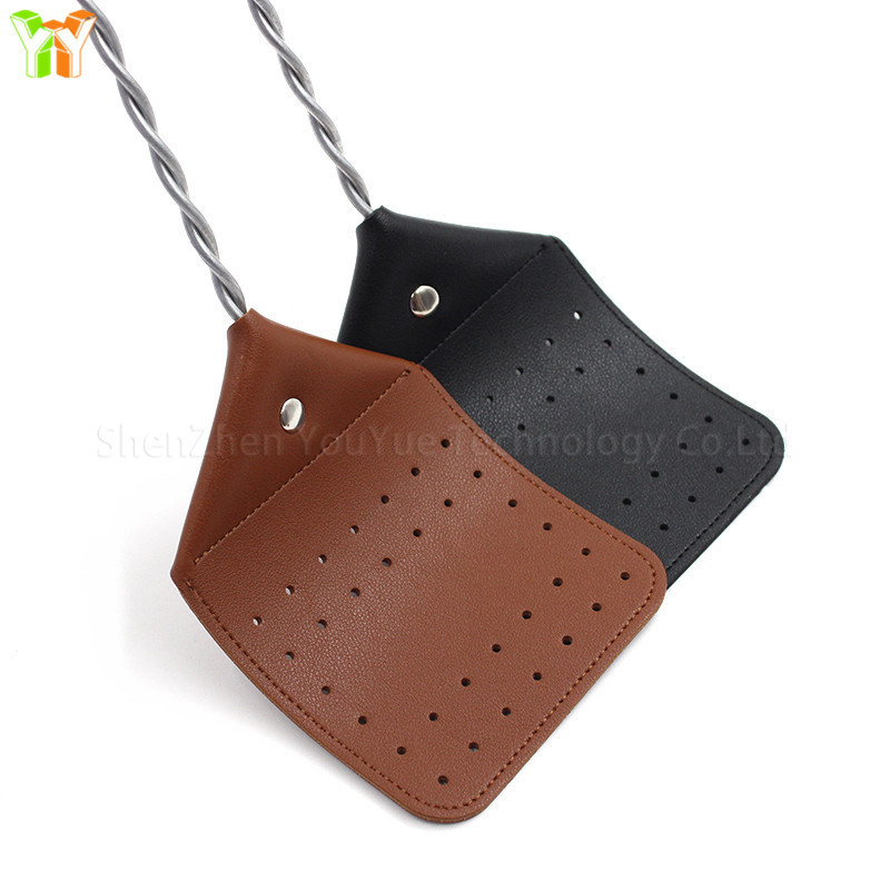 Portable Leather Fly Swatter Durable Metal Handle Flyswatter PU Bug Mosquito Swatter Mat