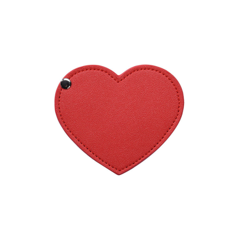 YY Compact Heart Shaped  Pocket Mirror With PU Faux Leather Sleeve, Mini Purse Mirror  For Women Girls