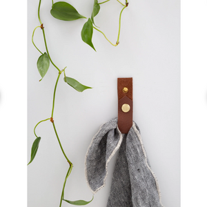 Leather Hanger Strap with Snap that Opens & Closes functional wall entryway organizer hook bathroom