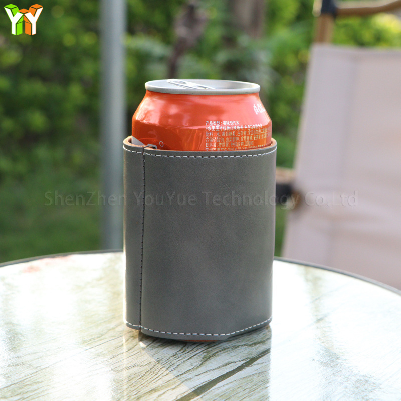 Non-Slip Can Cooler Sleeves PU Leather Cooler Covers for Beer Slim Can Beer Bottle Sleeves Coolers Holder