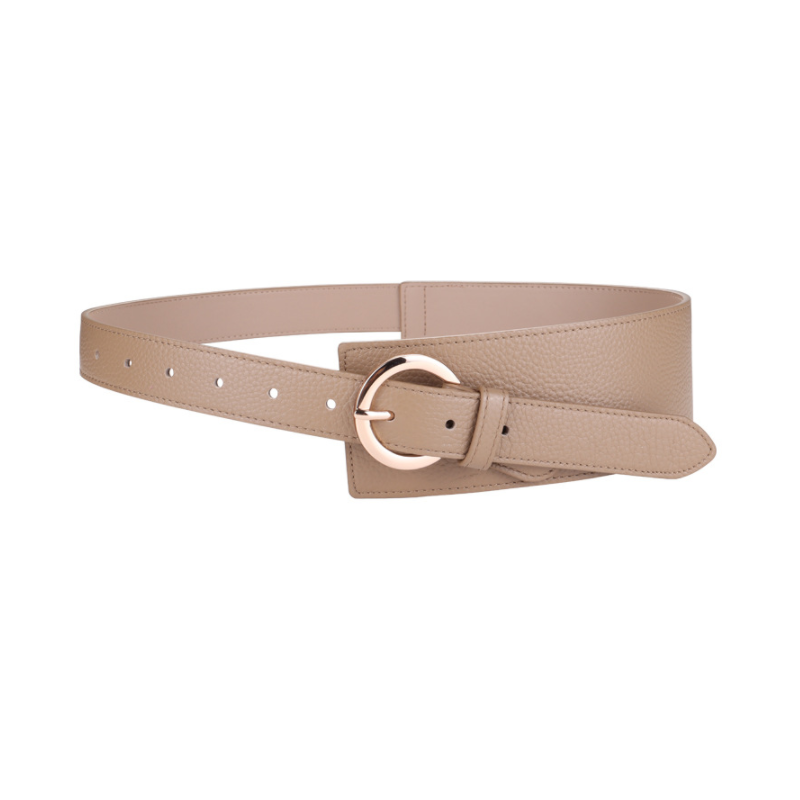 Women Dress Belt Vintage Adjustable Leather Waist Belt Women Ladies Chain Belt with Metal Buckle