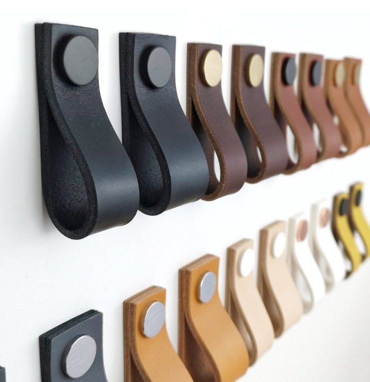 YY Factory Wholesale Custom Leather drawer pulls Dresser handles Leather door handle Cupboard pulls