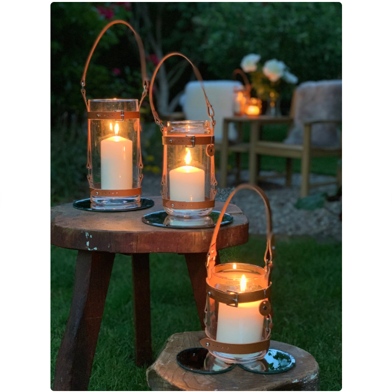 2021 Garden Leather Candle Storm Lantern Luxury Lamp Vase Glasses Case Hanging Flower Holder