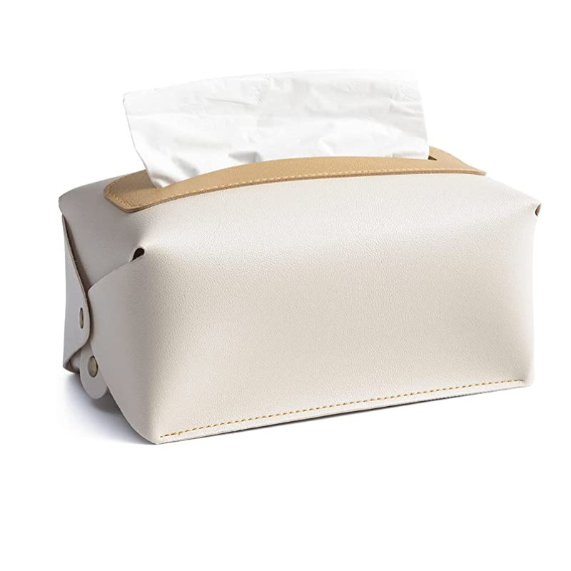 Tissue Box Cover Foldable Handkerchief Box Napkin Holder Modern PU Leather For Living Room Kitchen Desktop Tissue Boxes