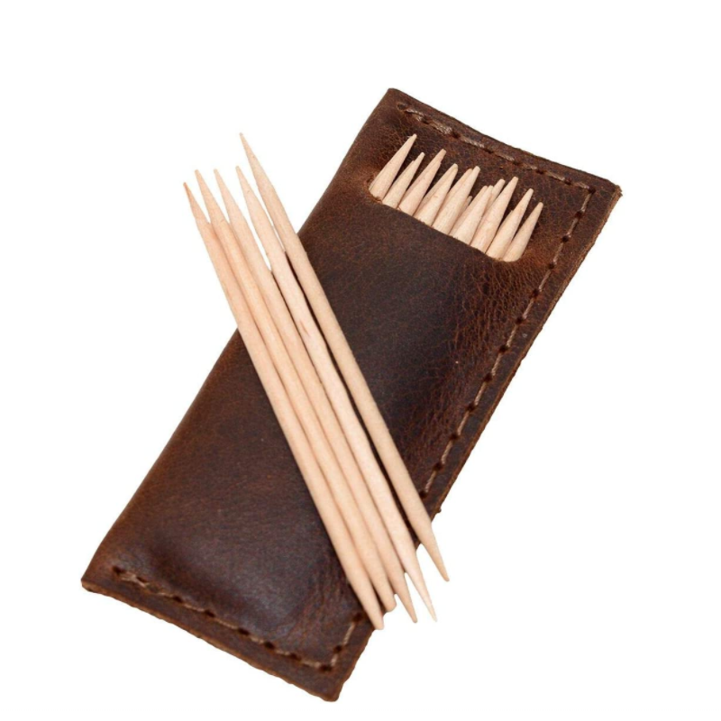 Tooth Pick Case Portable Tooth Pick Holder Case Leather Toothpick Holster Travel Pocket Dispenser