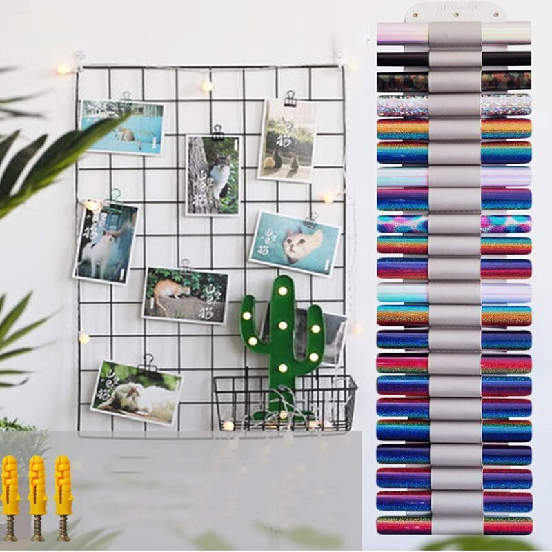 Wall Mount Vinyl Roll Holder Vinyl Home Wall Hanging Roll Storage Rack Gift Wrap Organizer