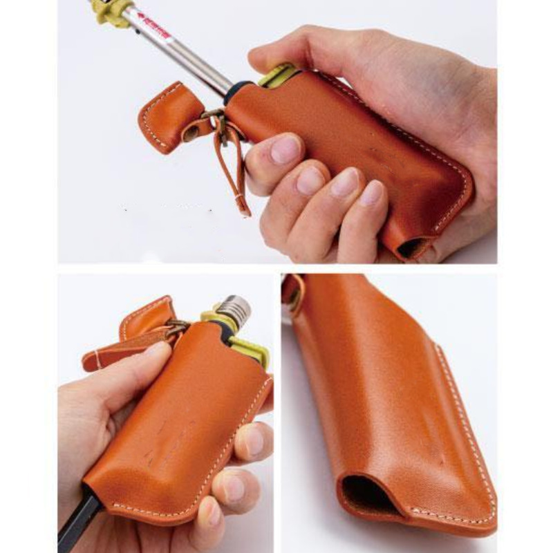 Outdoor Camping Collapsible Ignitor Cover Lighter Case Leather Lighter Holder Case Pouch Leather Lighter Case