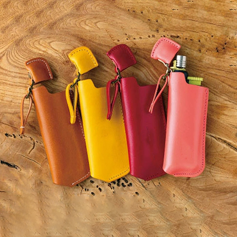 Outdoor Camping Collapsible Ignitor Cover Lighter Case Leather Lighter Holder Case Pouch Leather Lighter Case