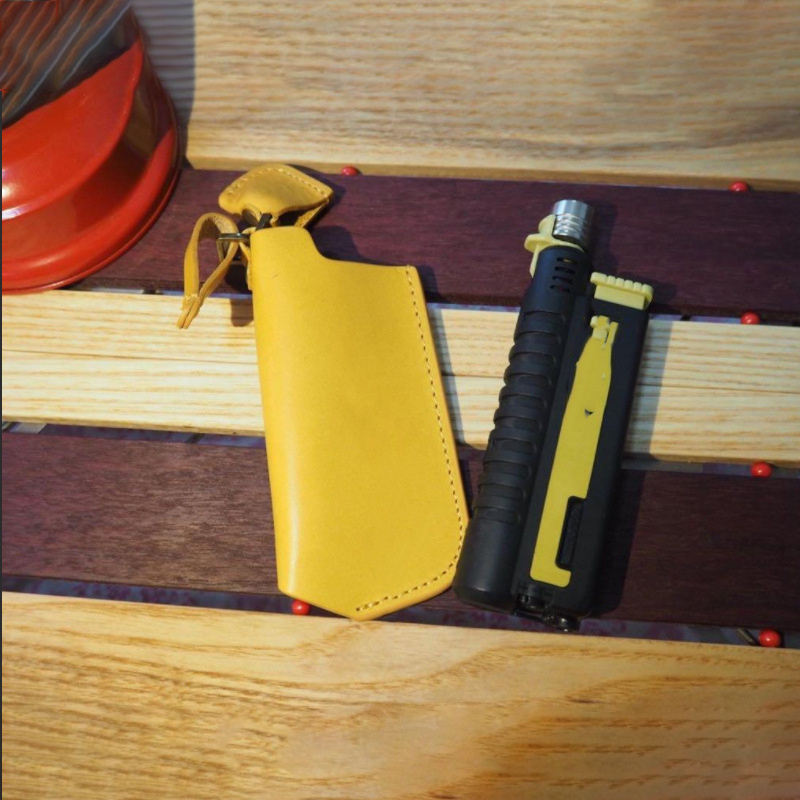 Outdoor Camping Collapsible Ignitor Cover Lighter Case Leather Lighter Holder Case Pouch Leather Lighter Case