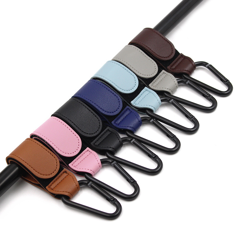 Wholesale Portable Outdoor Baby Stroller Hook PU Leather Hanging Buckle Novelty Hooks