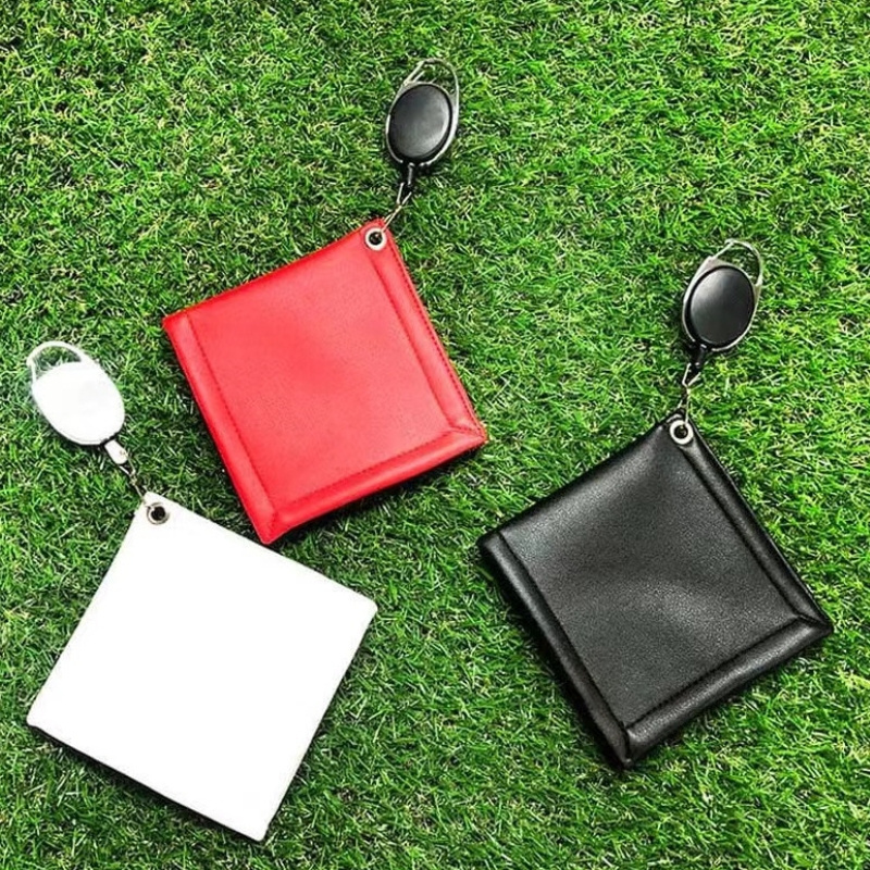 Outdoor Soft Leather Golf Ball Towel Pouch Adjustable Wet Dry Golf Ball Cleaning Towel Pocket Golf Tees Holder with Clip