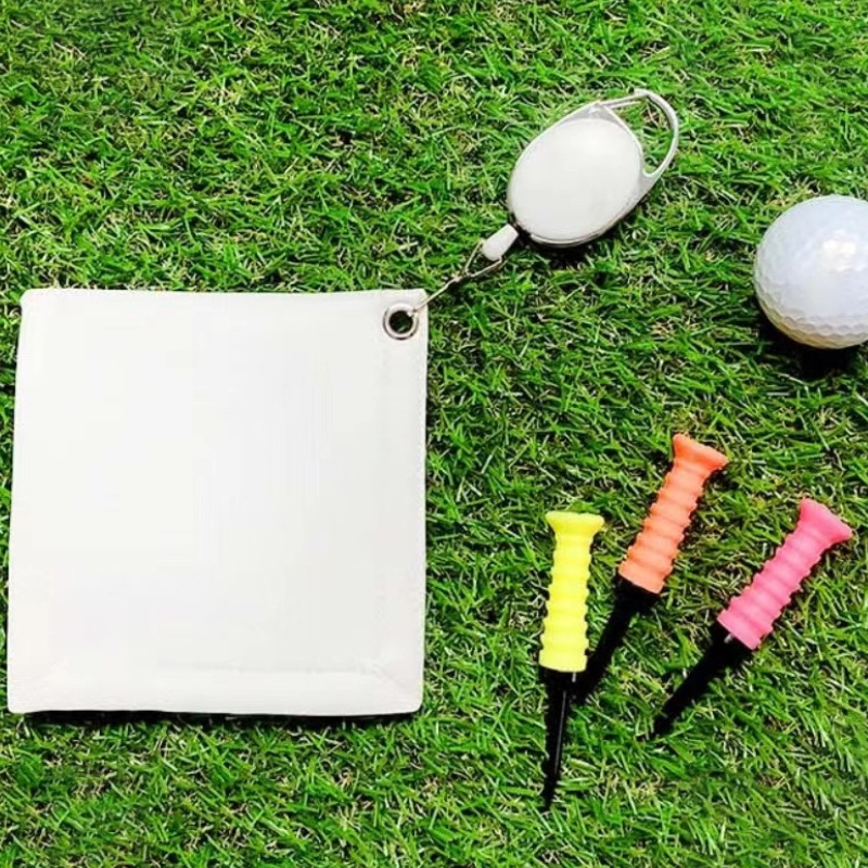 Outdoor Soft Leather Golf Ball Towel Pouch Adjustable Wet Dry Golf Ball Cleaning Towel Pocket Golf Tees Holder with Clip