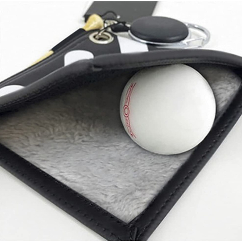 Outdoor Soft Leather Golf Ball Towel Pouch Adjustable Wet Dry Golf Ball Cleaning Towel Pocket Golf Tees Holder with Clip