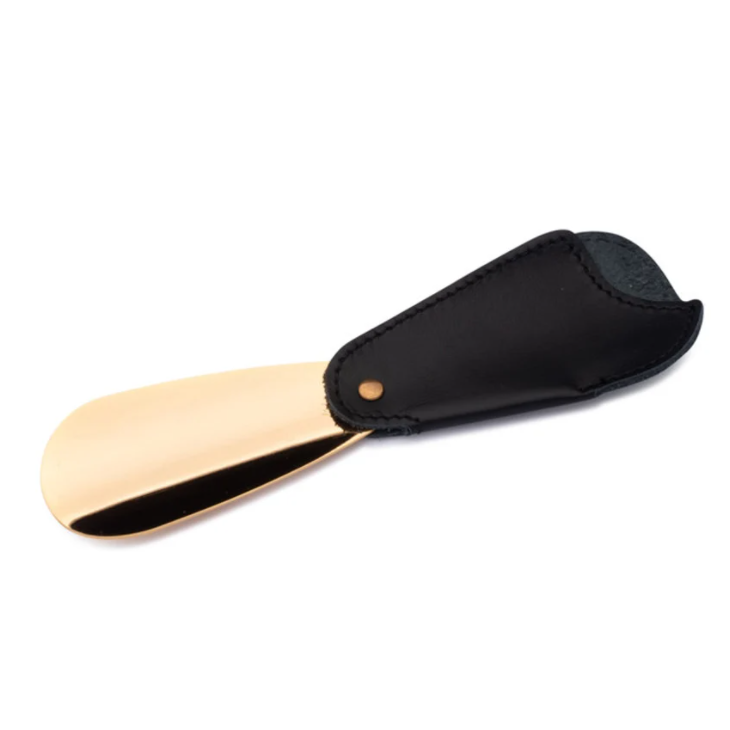 YY Custom Logo pu leather Travel Shoe Horn with metal