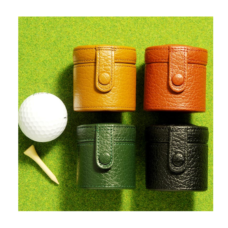 Hot-Selling Golf Ball Storage Case Custom Round Leather Rings Necklace Holder