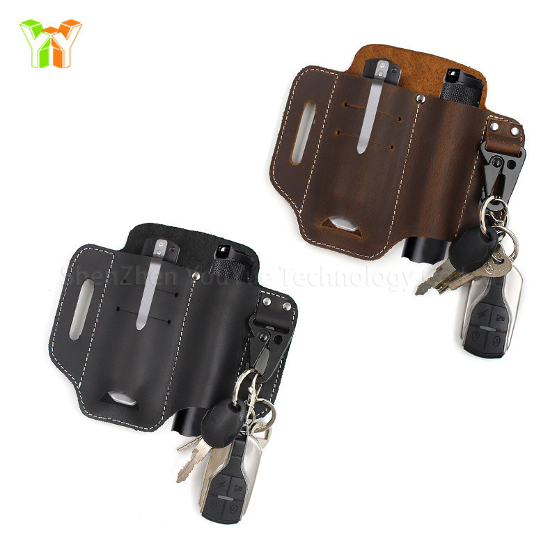 Custom Key Holder EDC Belt Sheath Pocket Organizer Leather Sheath Holster for Leatherman Multitools Sheath Tactical Flashlight