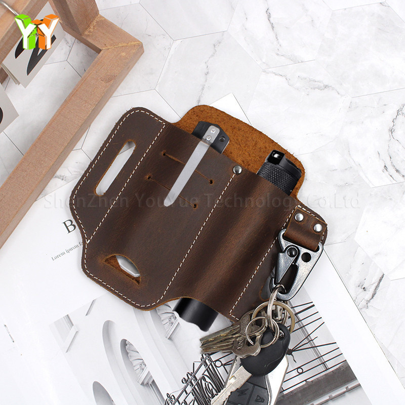 Custom Key Holder EDC Belt Sheath Pocket Organizer Leather Sheath Holster for Leatherman Multitools Sheath Tactical Flashlight