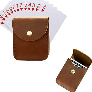 Genuine Leather Playing Card Case Holder Single Deck Playing Card Box Leather Pocket with Belt Clip Mini Tools Storage Pouch