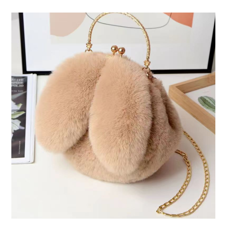 YY RTS  Girl's Velvet Rabbit Bag, Oblique Bag Cute Handbag