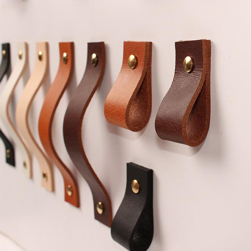 Leather Cabinet Wardrobe Handle Door Cupboard Wardrobe Drawer Pull Handles Furniture Accessories