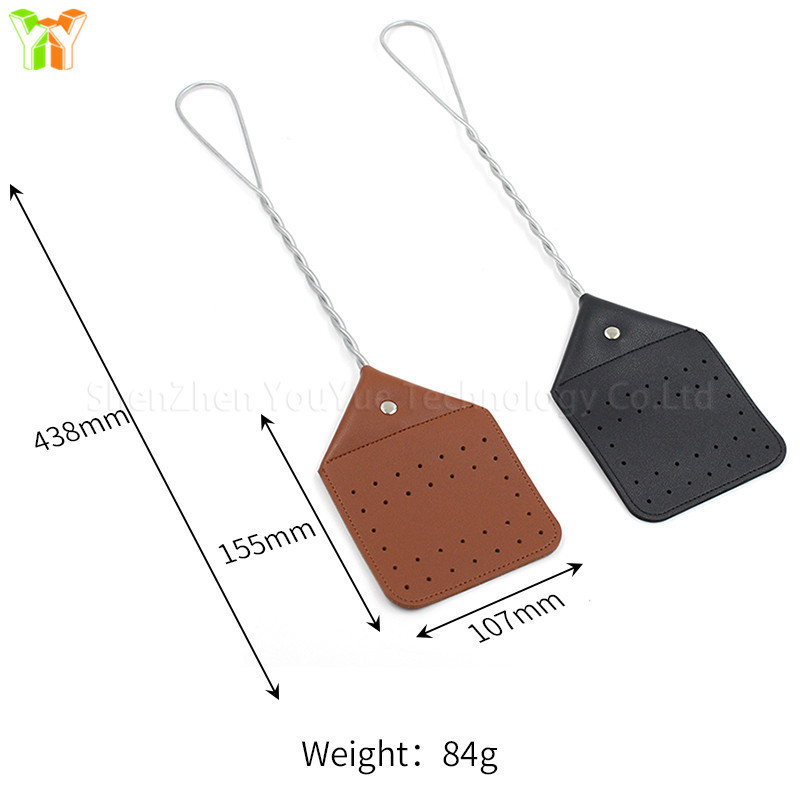 RTS Sturdy Leather Fly Swatter Heavy Duty Flyswatter with Durable Metal Handle Rustic Bug Swatter for Flies