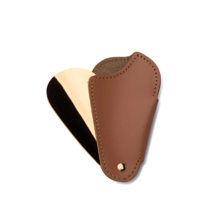 YY Custom Logo pu leather Travel Shoe Horn with metal