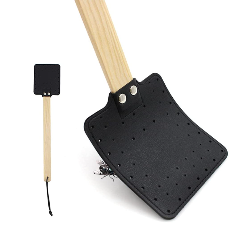 PU Leather Manual Fly Swatter Insect Wasp Pest Control Environmental Protection High Quality Fly Swatter With Wooden Handle