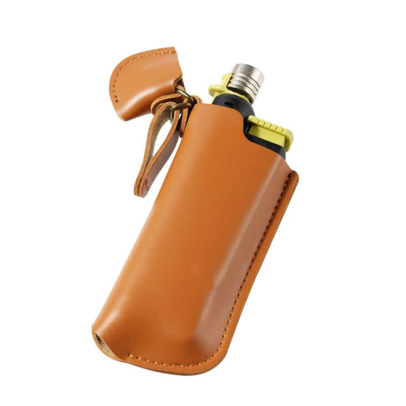 Wholesale PU Leather Torch Lighter Sleeve Holder Camping Flame Lighter Cover Custom Lighter Case for Bic Clipper