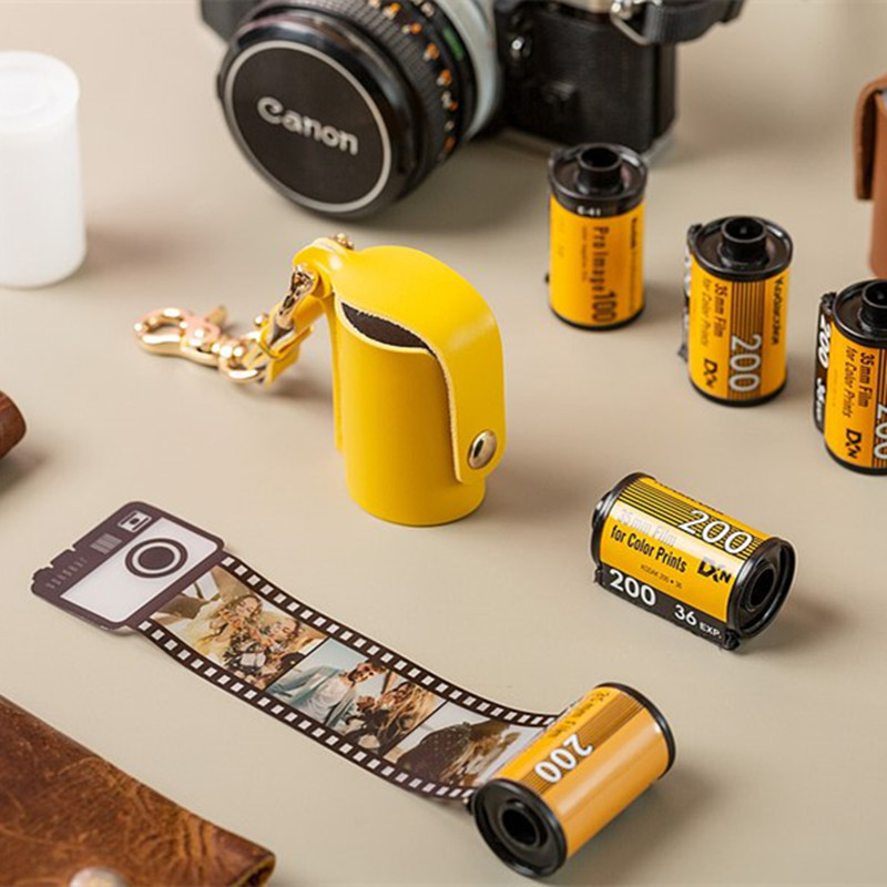 35mm Camera Film Bottle Case Holder Convenient Camera Film Storage Holster PU Leather Film Roll Protective Cover