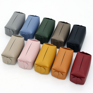 Tissue Box Cover Soft PU Leather Foldable Handkerchief Box Napkin Holder For Living Room Kitchen Desktop