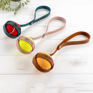 Tennis Ball Holder Dog Outdoor Custom Dog Ball Keeper Genuine Leather Dog Training Toys Personalized Pet Ball Toy Holder Strap