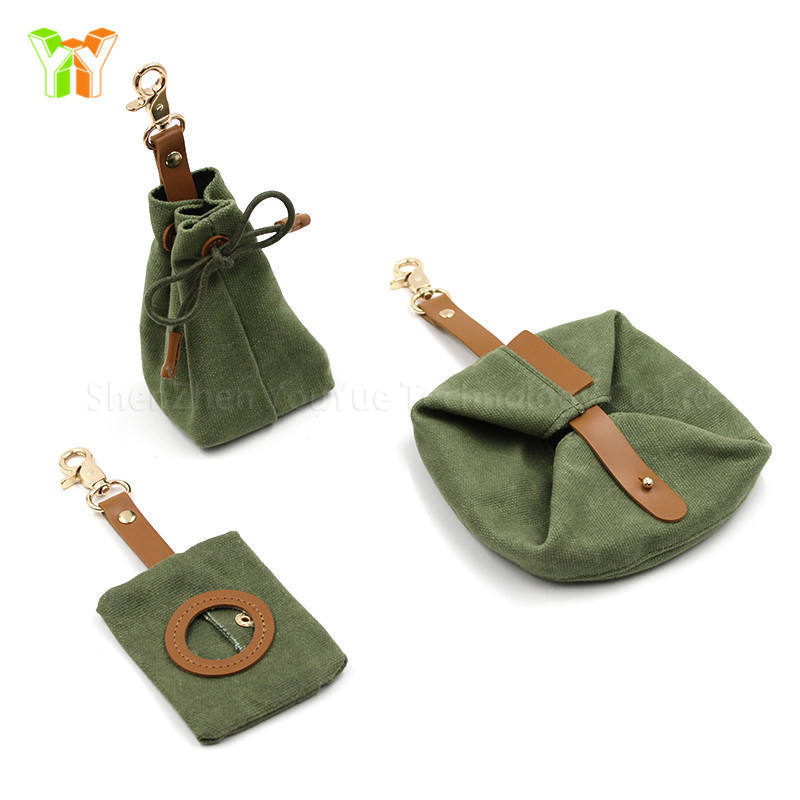 Waxed Canvas Dog Treat Pouch Pet Poop Bag Holder Pet Foldable Feeding Bowl Dog Travel accessories