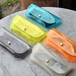 Custom Logo Jelly PVC Clear Travel Eyeglasses Package Pouch Myopia Glasses Sunglasses Case