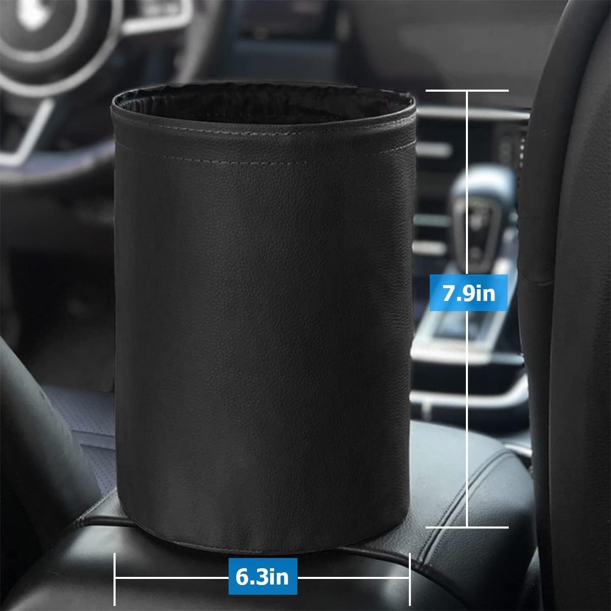 Foldable Car Trash Can Multipurpose Storage Bag Hanging Waterproof Leather Garbage Bin Car Interior Accessories